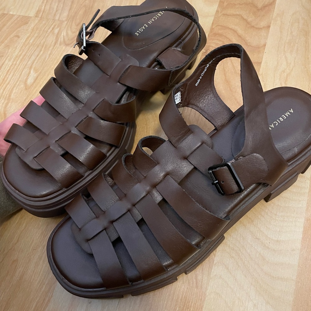 Brown chunky sandles
